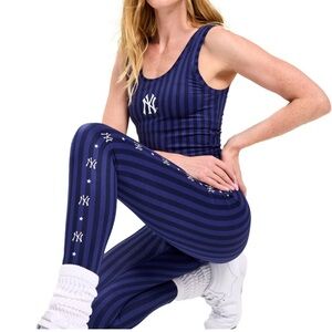 Terez New York Yankees TLC Leggings in Navy Chalk Stripe XS